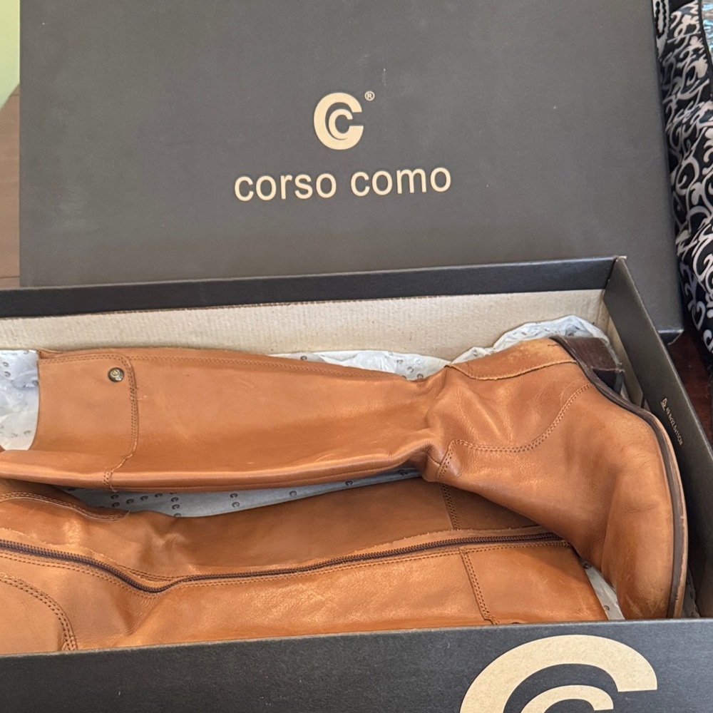 Corso Como brandy Brown tan Leather Knee-High Boots